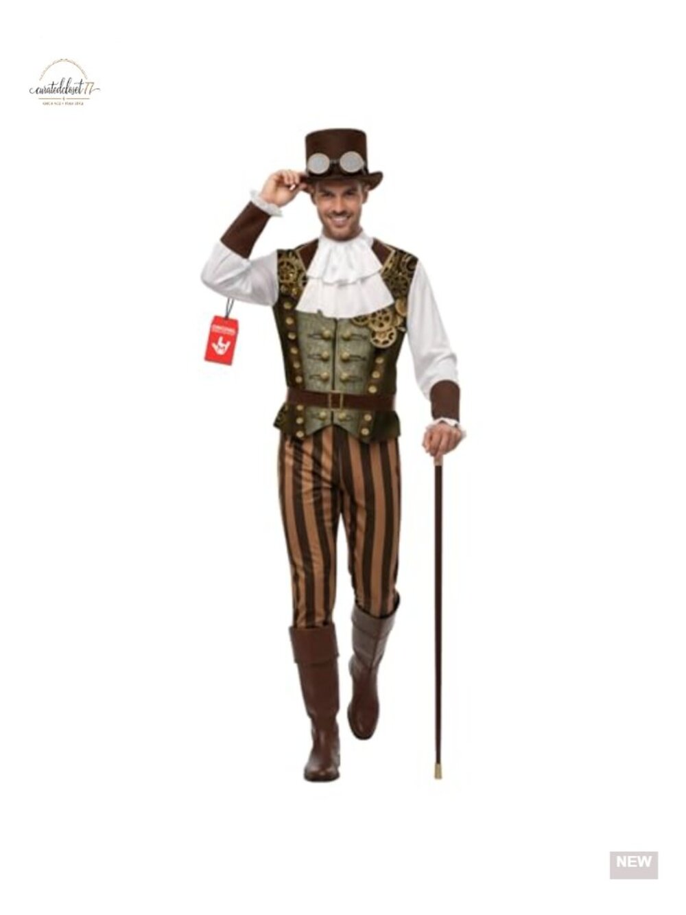 Morph Steampunk Costume Men Victorian Inventor Top Hat Goggles